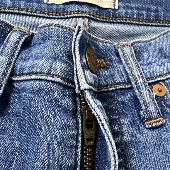 Madewell Jeans 25P 9” Mid Rise Skinny Frankie Wash Torn Knee Edition - Picture 9 of 12